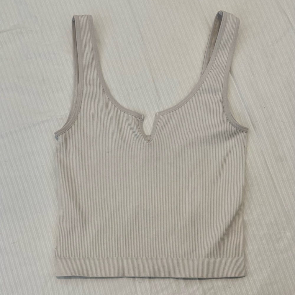 WHITE RIBBED CROPPED TANK TOP🤍